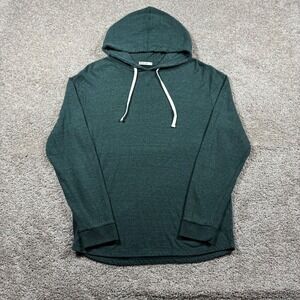 Marine Layer Mens Medium Forest Green Heathered DK Pullover Hoodie Soft Jersey
